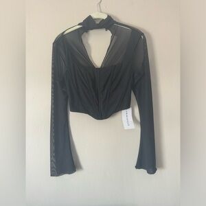 Amazon Black Sheer Long Sleeve Blouse